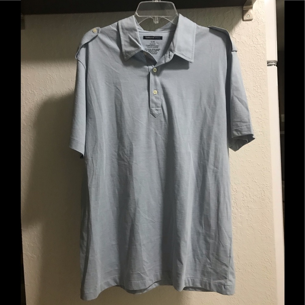 Van Heusen baby blue polo. Large